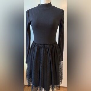 GAP Girls’ Black  Long Sleeve Dress with Tulle Skirt XXL (14-16)